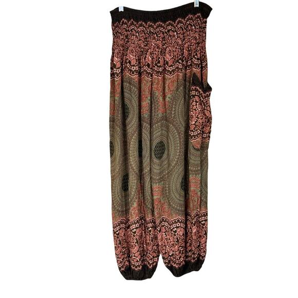 Harempants.com harem pants, green/brown/rust, one size. bohemian, yoga, festival - Picture 2 of 4